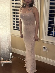 Women’s Gold Embellished Sleeveless Formal Dress Size S