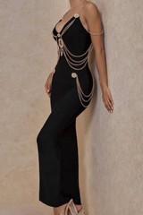 Bella Barnett Sagia Diamond Maxi Bandage Dress (Small) Black NWT