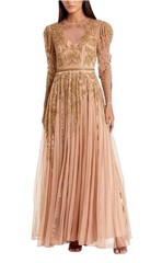 Mac Duggal 93638 Nude Gold Beaded Illusion Gown Size 20 $598