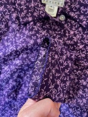 1990s Talbots Petites Floral Jacquard Maxi Shirtdress | Purple & Lilac | UK 10