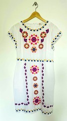 Boden Linen Straight Dress SIze 12R White Coloured Embroidery Pockets