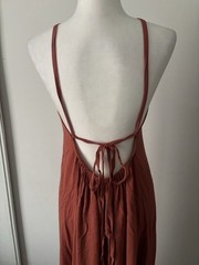 Olivin Rust Solid Halter Backless Open Back Tie Sleeveless Maxi Long Dress M