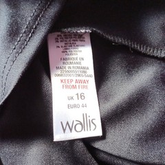 WALLIS black/silver metallic sleeveless shift dress, UK 16, lined, stretch BNWT