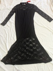 Red Dot Boutique Mermaid Lace Dress 2X Goth Black Maxi Elvira Morticia Style