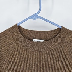 The Drop Sweater Dress Womens Large Brown Ribbed Midi Side Slit Raglan Sleeve