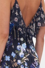 Worn1 Camilla Franks V Neck bias slip dress w back frill M uk 12 Obsidian Bloom