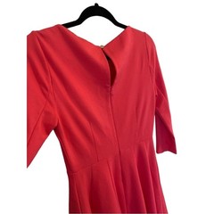 Kate Spade Solid Pink Fit & Flare Mini Dress Boatneck 3/4 sleeve
