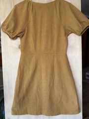 Madewell Texture & Thread Puff Sleeve Dress Women&rsquo;s XS Mustard Yellow V-Neck