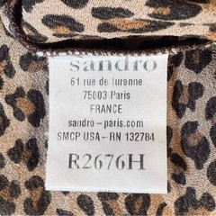 Sandro Women’s Sz S Leopard Mock Neck Shift Dress Mini Button Cuff