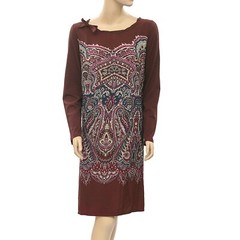 Taillissime La Redoute Paisley Printed Dress Long Sleeve Brown XL-16 NEW 206750