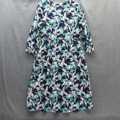 J. Jill Exotic Blooms V-Neck Cotton Dress Large Tall Navy Floral Midi