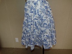 Taylor Floral Print Dress Blue White Flutter Sleeve Tiered Midi Large Cotton
