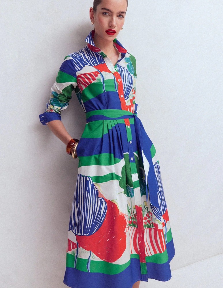 Boden Women&rsquo;s Alexa Long Sleeve Midi Dress Size 8R Multi Blue Red Green