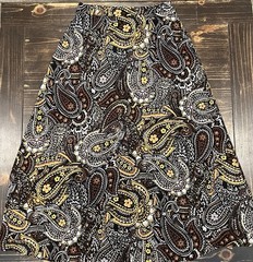 Black Label by Evan-Picone brown paisley floral pattern Skirt &Blouse Size Small
