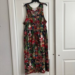 Vintage RJ Stevens Santa Christmas Jumper Bow Button Front Dress 16 USA