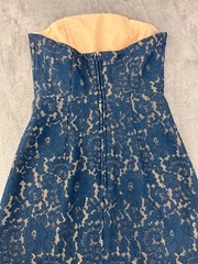Keepsake the Label Every Way Strapless Mini Flared Dress Blue Teal Lace ~ Size S