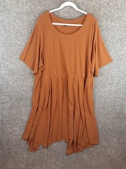 Torrid Rib Knit Short Sleeve Dress Womens 6X Plus Mustard Yellow Pockets Stretch