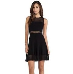Torn by Ronny Kobo NWT Mabel Open Stitch Mini Dress, Black, size S