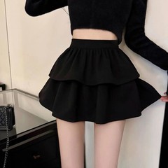 Preppy Style Women&rsquo;s Sweet Mini Skirt Elastic Waist Cute All-Match Cake Skirt So