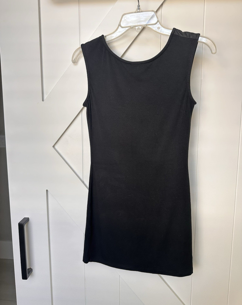 bebe Women’s Black Solid Bodycon Mini Dress Sleeveless Round Neck Size S/P