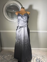 Ally&rsquo;s Metallic Silver One Shoulder Formal Evening Gown Pleated Size 3XL
