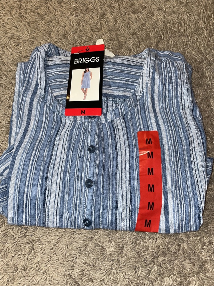 NWT Women&rsquo;s Briggs Striped Linen Blend Dress Blue or Pink and Tan Various Sizes
