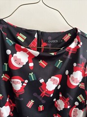 Ouges Santa Claus Dress Womens Small Back Blk Red Festive Christmas Party