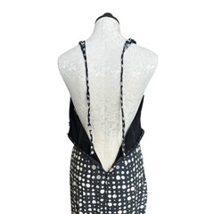 Maria Bianca Nero Silk Polka Dot Halter Dress Black White Lined Back Zip Size S