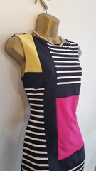 Smart Joseph Ribkoff Monochrome Stripe And Colour Block Shift Dress Size 8