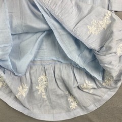 Roller Rabbit womens Dress M baby Blue Linen Embroidered Lined 3/4 Sleeve