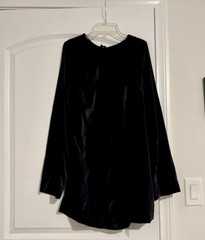Free People Dress “Chelsea” Black Velvet Long Sleeve Open Back Mini Dress Size S