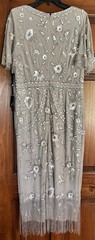 Adrianna Papell Flutter Sleeve Bead Dress Size 14