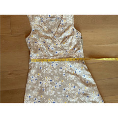 LL Bean Linen Cotton Blend Faux Wrap Floral Shift Dress Size 6