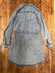Anthropologie Cloth & Stone Acid Wash Denim Shirt Dress Cinch Waist Size M