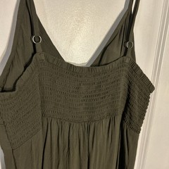 Apt. 9 Mini Dress Olive Green With Embroidery Boho Country Summer Womans Size L