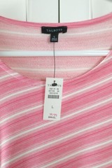TALBOTS NWT $99 Pink Striped Casual Side Tie Tank Dress Size Large