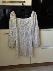 Women Glamorous Dress Silver Polyester 34 / XS / #4MNK