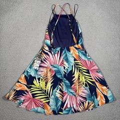 HYFVE Dress Womens S Multicolor Tropical Halter Fit & Flare Sundress Lined