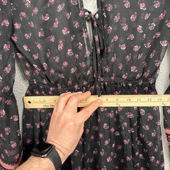 Mudd Dress Womens S Black Mini Sheer Floral Overlay Boho Tie Front Bell Sleeve