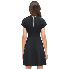 Kate Spade Dress Womens 6 Black Cocktail Party Classic Pearl Trim Wedding Guest