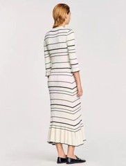 Sandro Women&rsquo;s Black and white against color stripes flounce Knitted dress