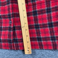 Vintage Eddie Bauer Button Front Shift Dress Womens 12P Red Plaid Wool Nylon