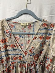 Kori America Shift Dress Womens Small Floral Boho V-Neck, Multicolor