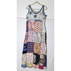 Sacred Threads Patchwork Maxi Dress Sz S Boho Cottage 70s Hippie Y2K Flaw READ