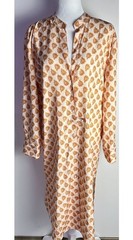 Pink Ripple Womens Small Peach & Gold Silky Caftan Beach Cover Up Tunic Dress