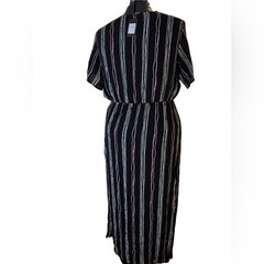 City Chic Maxi Knot Stripe Wrap Dress 18W dark Romance moody beach resort NWT