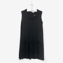 Eileen Fisher Cowl Neck Mini Dress Size S Black Hemp Organic Cotton Minimalist