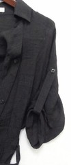 Love21 Collared Black Button Front Tie Mini Shirtdress Roll Sleeves Women Size S