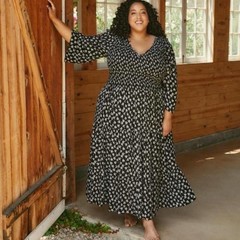 Christy Dawn Basil Boho Maxi Floral Dress Black Plus Size 2X