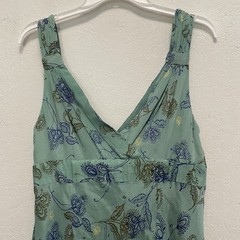 Due Per Due Silk Chiffon Green Ruffle Paisley Midi Dress Sz 10 Fairycore Y2K